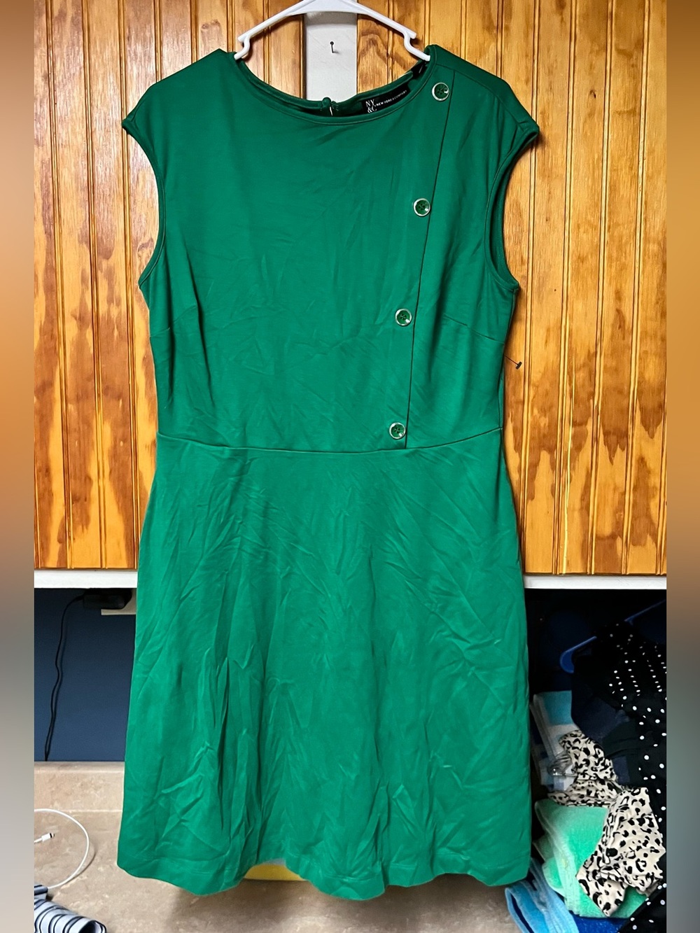 Womens NY & Co Classic Green Sleeveless A-Line Dress size L